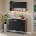 Cocina Integral Compacta Emilly 1.05 m con Mesón de Acero Marrón/Negro 04