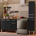 Cocina Integral Emilly Silver 1.40 Metros Marrón/Negro 01