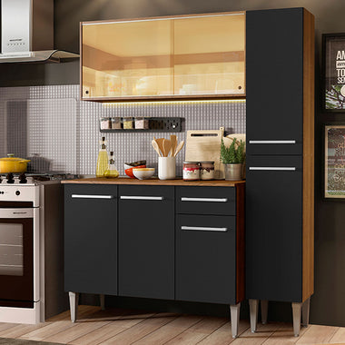 Cocina Integral Emilly Gold 1.40 Metros Marrón/Negro 03