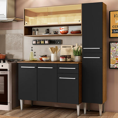 Cocina Integral Emilly Art 1.40 Metros Marrón/Negro 04