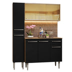 Cocina Integral Emilly 137 cm 06 Marrón/Negro Madesa