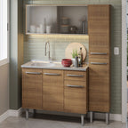 Cocina Integral Emilly 1.40 m con Mesón de Acero Marrón 07