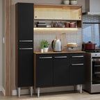 Cocina Integral Emilly 137 cm 09 Marrón/Negro Madesa