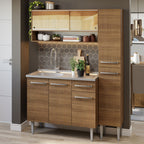 Cocina Integral Emilly 1.40 m con Mesón de Acero Marrón 10