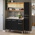 Cocina Integral Emilly 137 cm con Mesón de Acero 10 Marrón/Negro Madesa