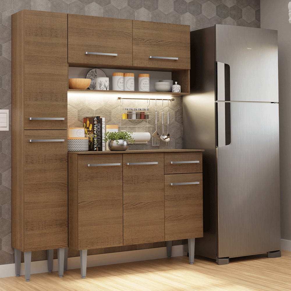 Cocina Integral Emilly 1.40 Metros Marrón 12