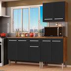 Cocina Integral Emilly 169 cm Free 01 Marrón/Negro Madesa