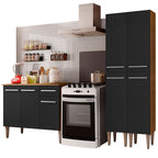 Cocina Integral Emilly 169 cm Front 02 Marrón/Negro Madesa