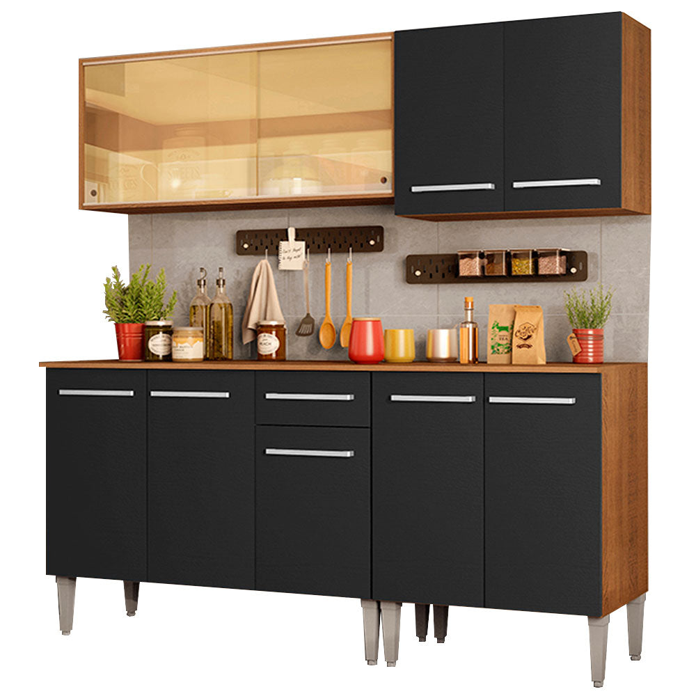 Cocina Integral Emilly Drive 1.70 Metros Marrón/Negro 04