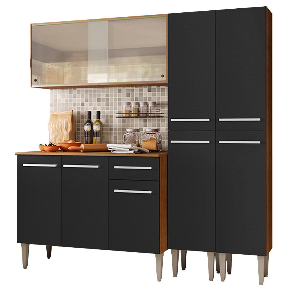 Cocina Integral Emilly 169 cm Fly 05 Marrón/Negro Madesa