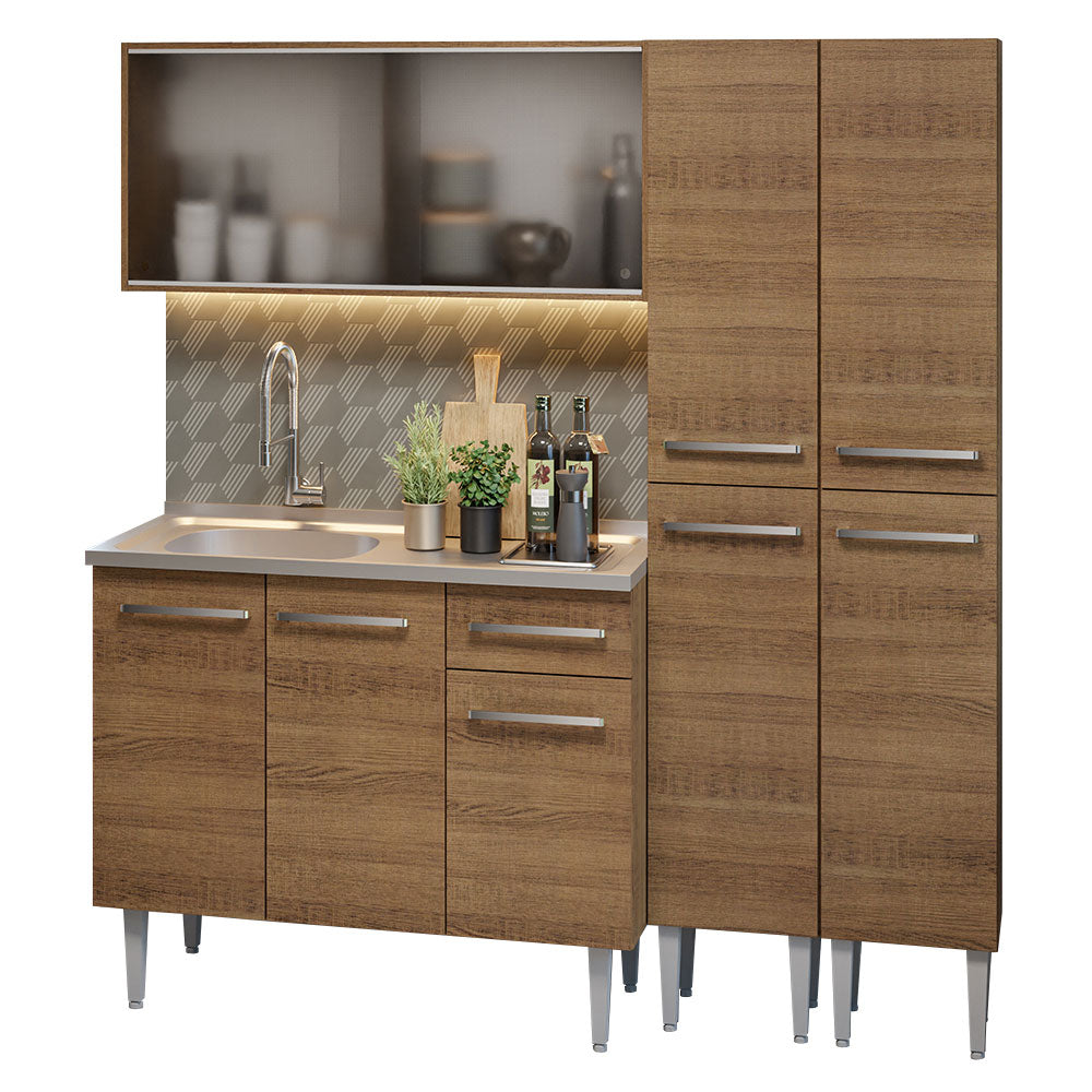 Cocina Integral Emilly 1.70 m con Mesón de Acero Marrón 11