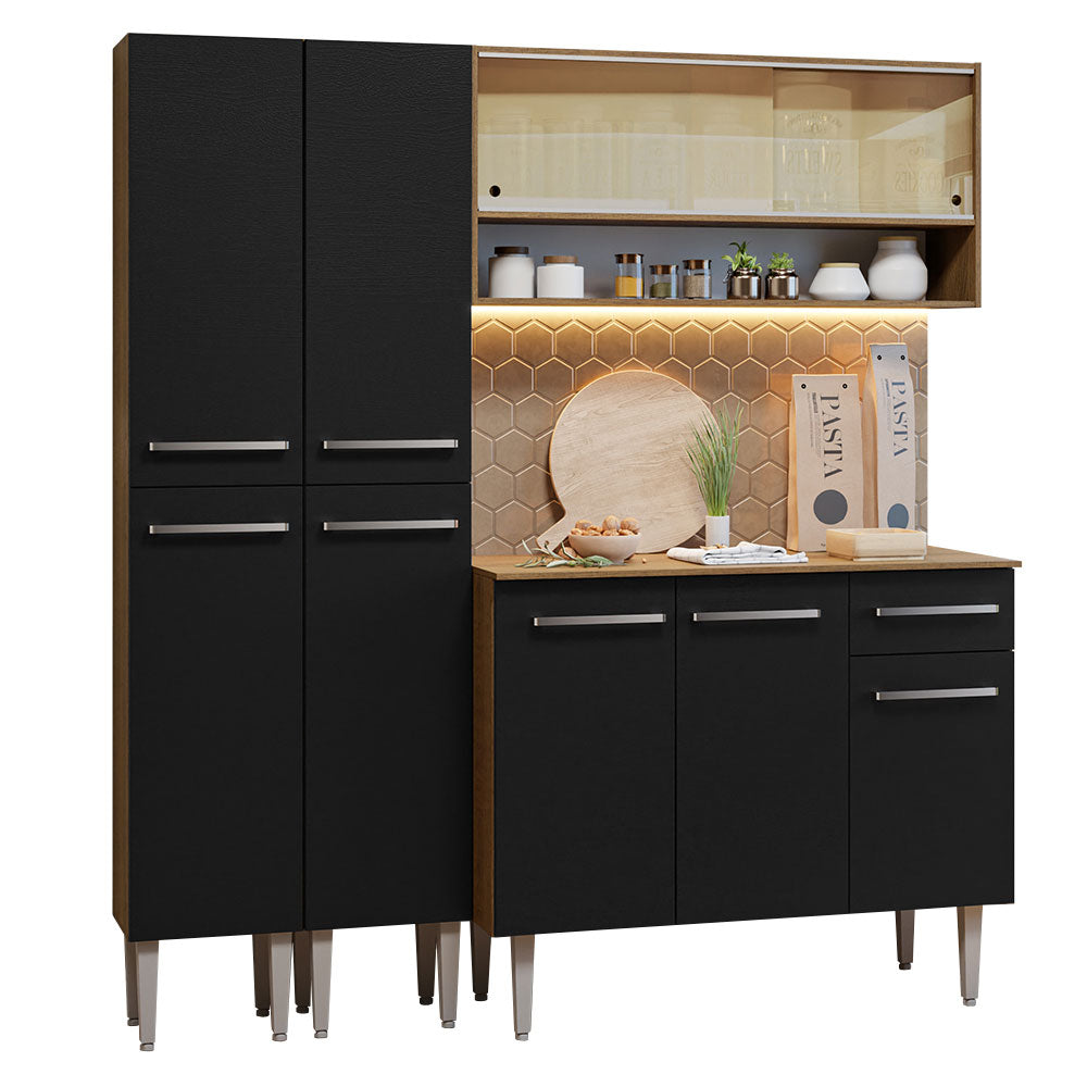 Cocina Integral Emilly 169 cm 13 Marrón/Negro Madesa