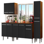 Cocina Integral Emilly Sing 2.00 Metros Marrón/Negro