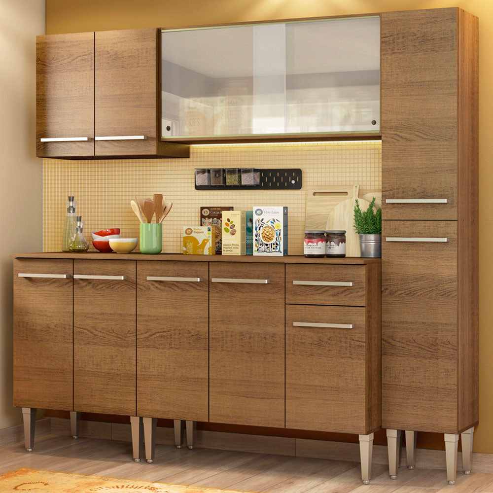 Cocina Integral Emilly Fast 2.00 Metros Marrón