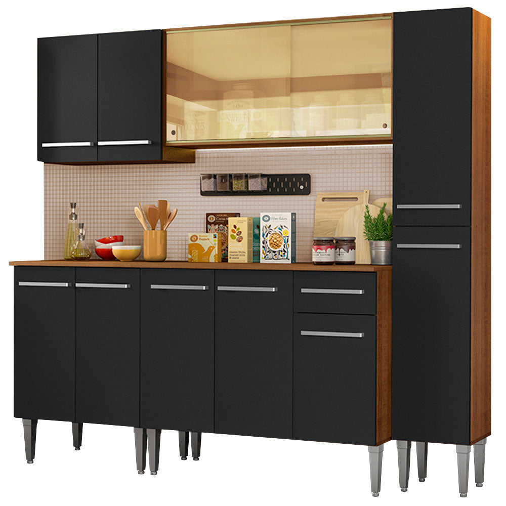 Cocina Integral Emilly West 2.00 Metros Marrón/Negro