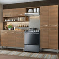 Cocina Integral Emilly 229 cm Pop con Mesón en MDP Marrón Madesa
