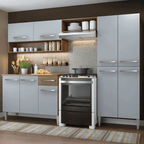 Cocina Integral Emilly Pop 2.30 Metros con Mesón MDP Marrón/Gris
