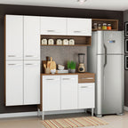 Cocina Integral Emilly Fit 2.30 Metros Marrón/Blanco