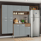 Cocina Integral Emilly Fit 2.30 Metros Marrón/Gris