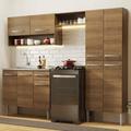 Cocina Integral Emilly 229 cm con Mesón de Acero 10 Marrón Madesa