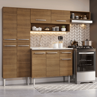 Cocina Integral Emilly 2.30 m con Mesón de Acero 12