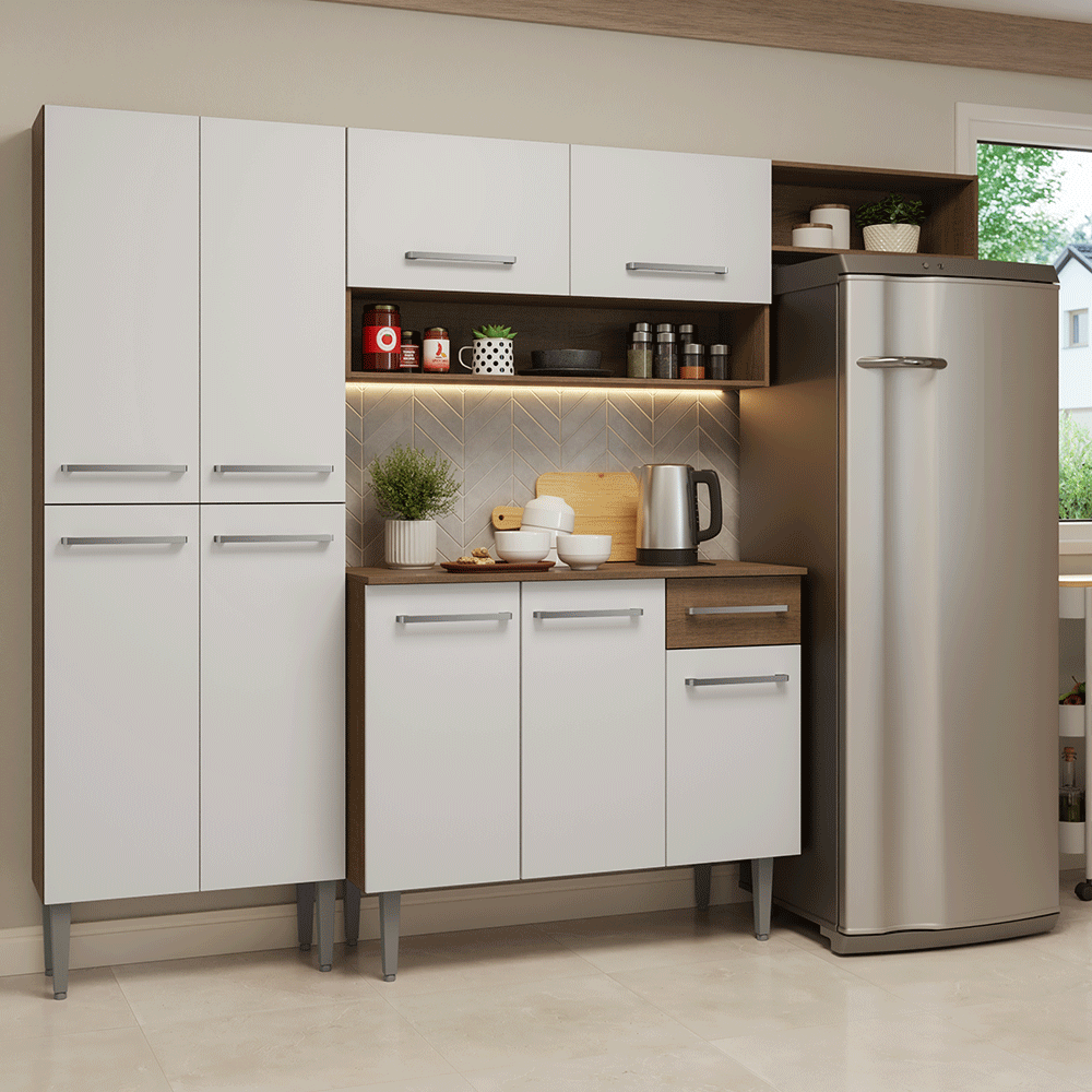 Cocina Integral Emilly 2.30 Metros Marrón/Blanco 16