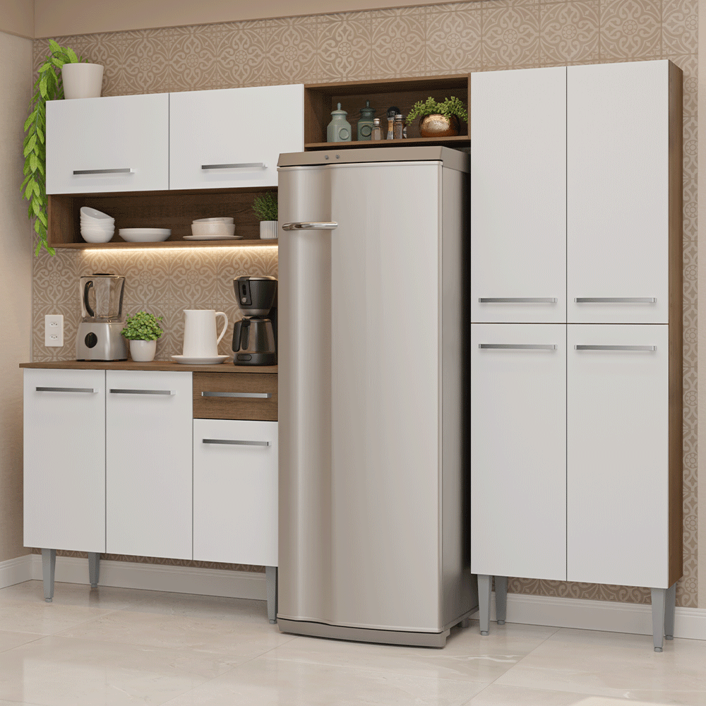 Cocina Integral Emilly 2.30 Metros Marrón/Blanco 17