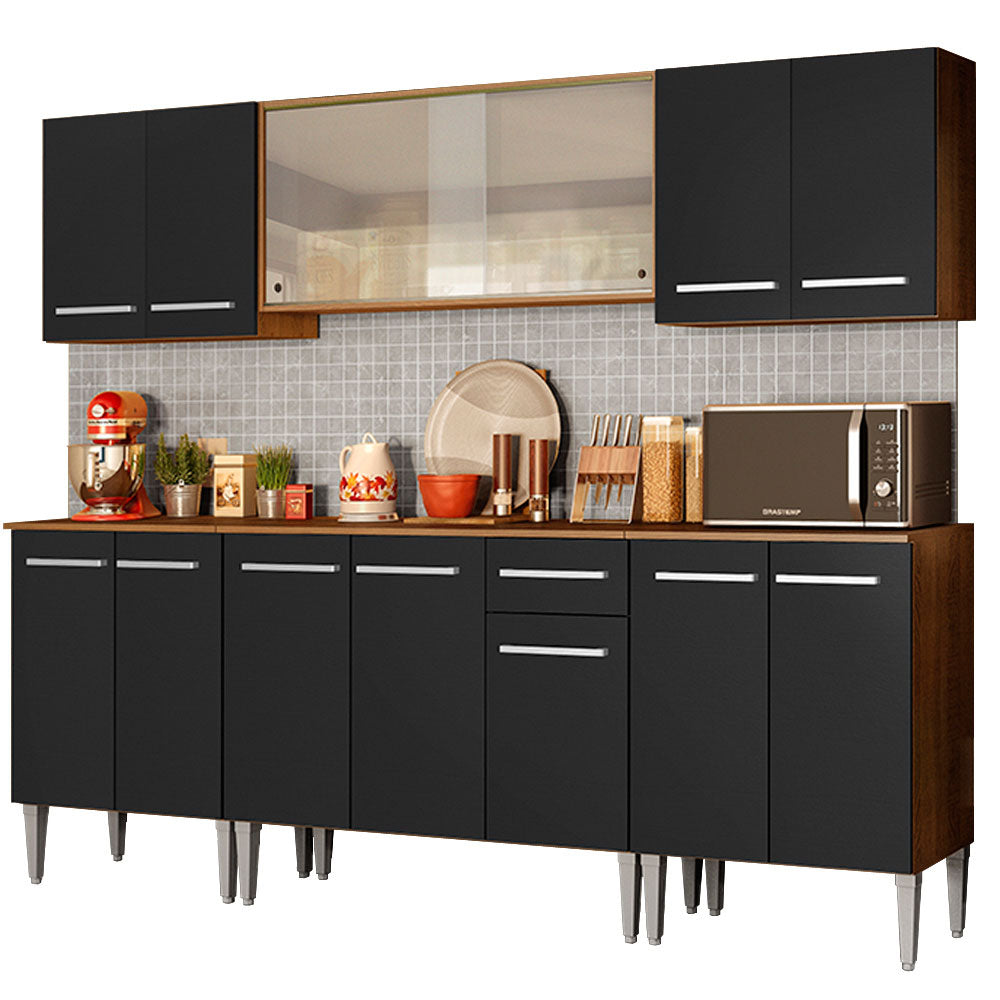 Cocina Integral Emilly Wind 2.30 Metros Marrón/Negro