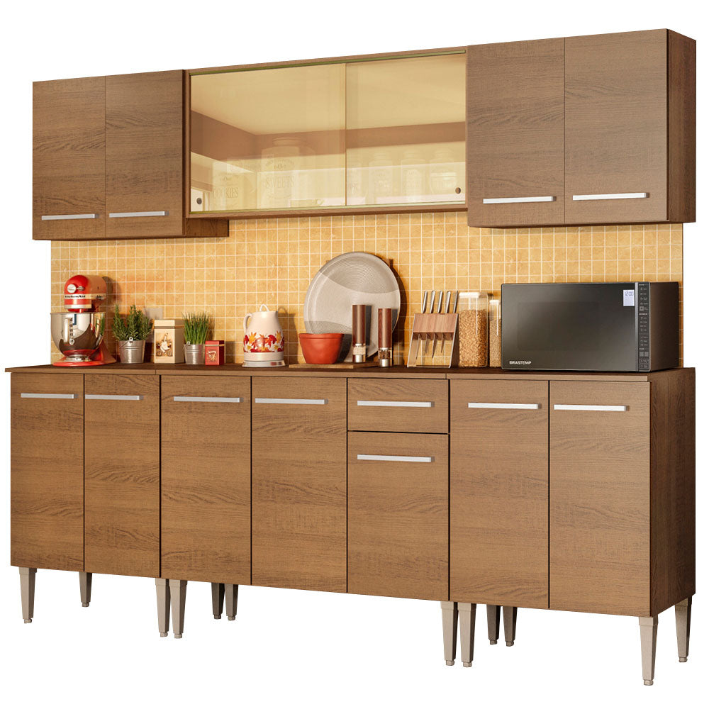 Cocina Integral Emilly Fire 2.30 Metros Marrón