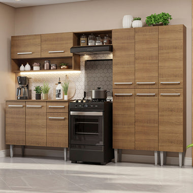 Cocina Integral Emilly 261 cm Marrón 02 Madesa