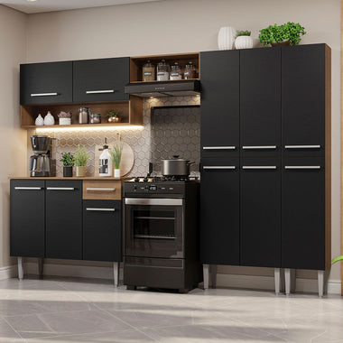 Cocina Integral Emilly 2.60 Metros Marrón/Negro 02