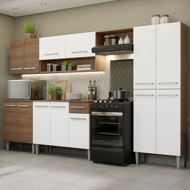 Cocina Integral Emilly 2.90 Metros Marrón/Blanco 01