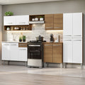 Cocina Integral Emilly 293 cm con Mesón de Acero 09 Marrón/Blanco Madesa
