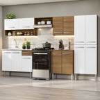 Cocina Integral Emilly 293 cm con Mesón de Acero 09 Marrón/Blanco Madesa
