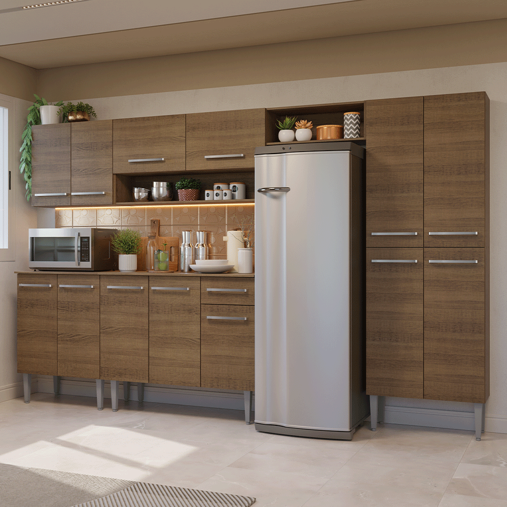 Cocina Integral Emilly 2.90 Metros Marrón 11