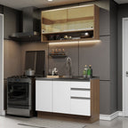 Cocina Integral Glamy 1.20 Metros Marrón/Blanco 02