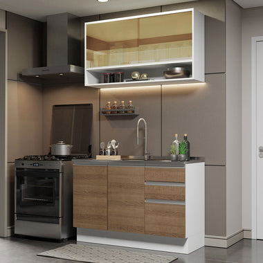 Cocina Integral Glamy 1.20 Metros Blanco/Marrón 02