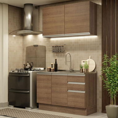 Cocina Integral Glamy 1.20 Metros Marrón 03