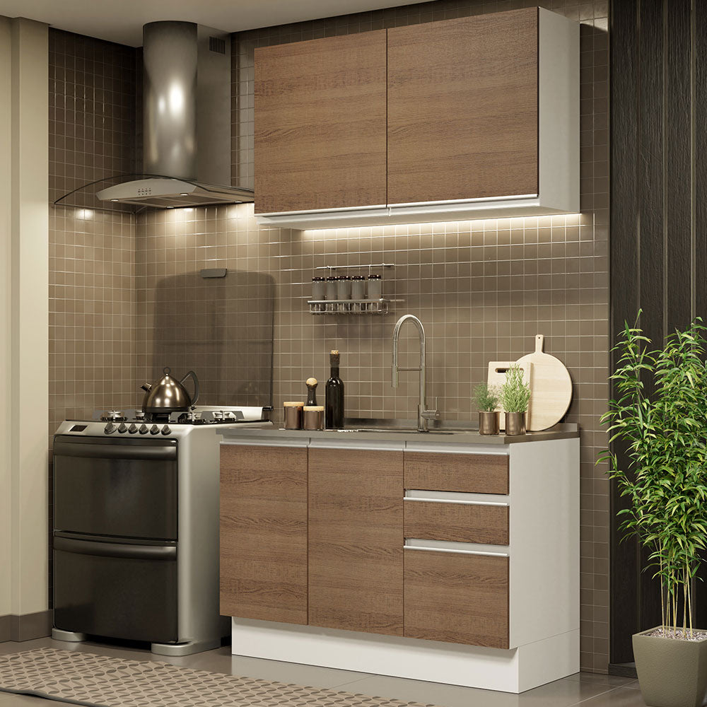 Cocina Integral Glamy 1.20 Metros Blanco/Marrón 03