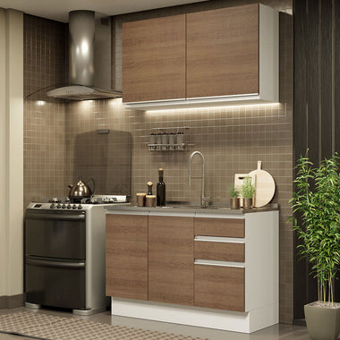 Cocina Integral Glamy 1.20 Metros Blanco/Marrón 03