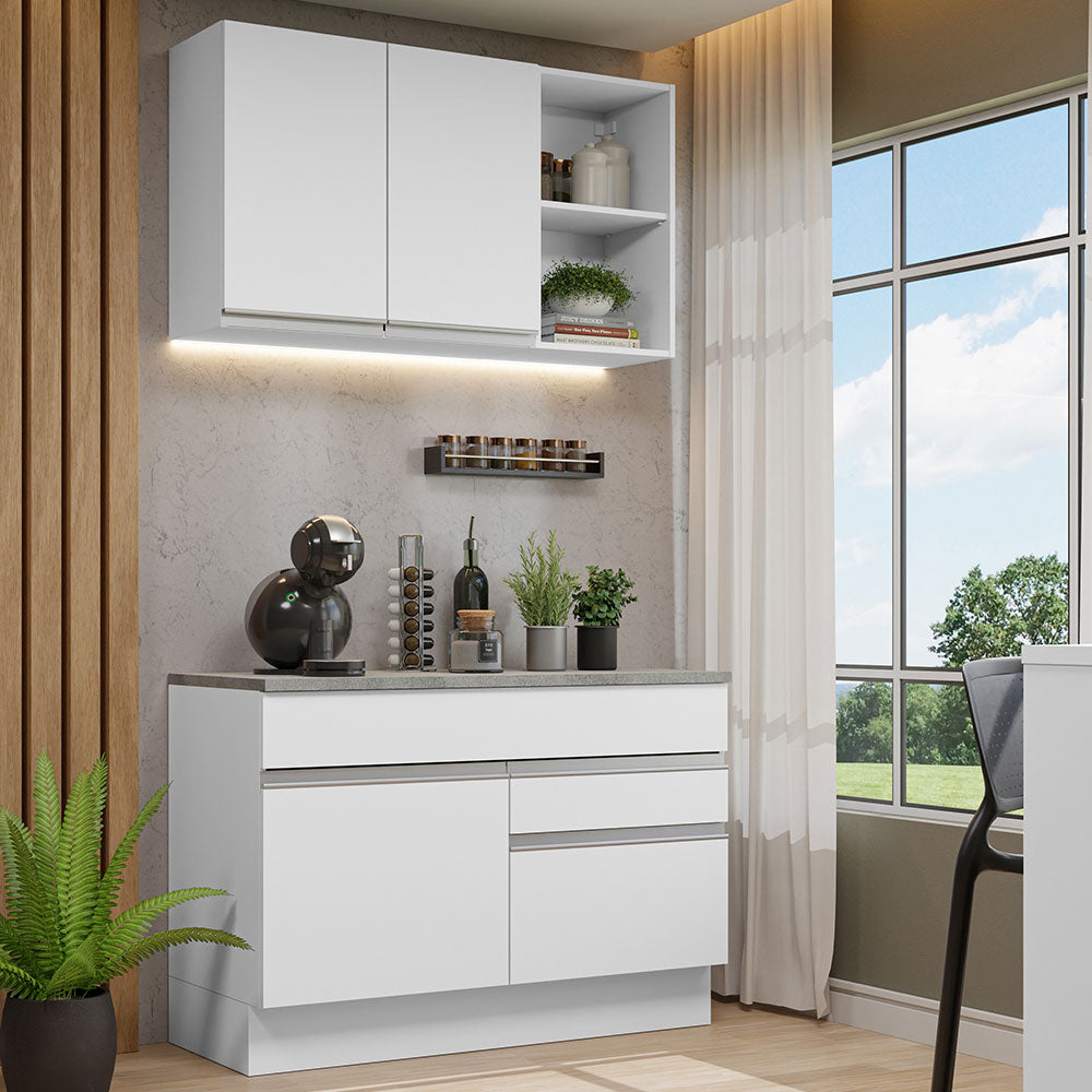 Cocina Integral Glamy 1.20 m con Encimera de MDP Blanco 08