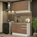 Cocina Integral Glamy 1.20 m con Mesón de Acero Blanco/Marrón 03