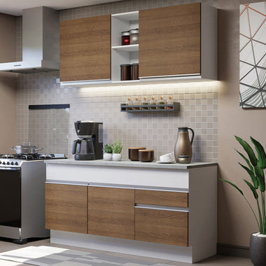 Cocina Integral Glamy 1.50 m con Encimera Blanco/Marrón 01