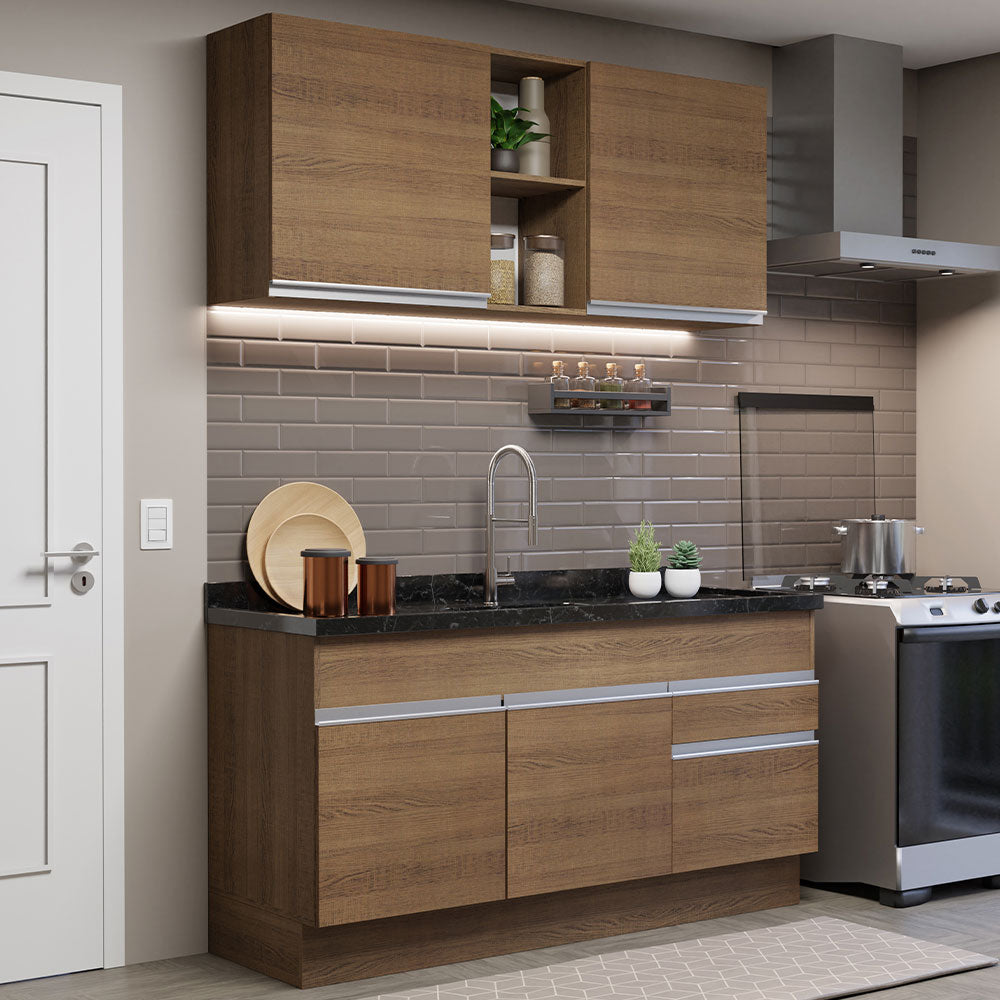Cocina Integral Glamy 1.50 Metros Marrón 02