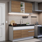 Cocina Integral Glamy 150 cm 02 Blanco/Marrón Madesa