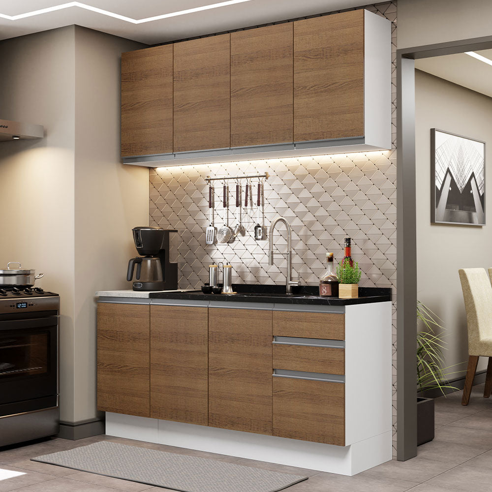 Cocina Integral Glamy 1.60 Metros Blanco/Marrón 01