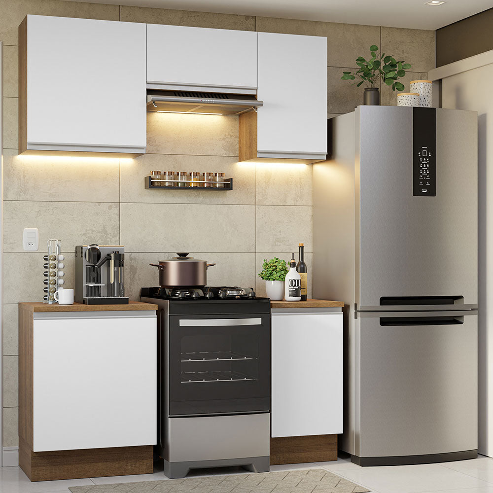 Cocina Integral Glamy 1.60 Metros Marrón/Blanco 07