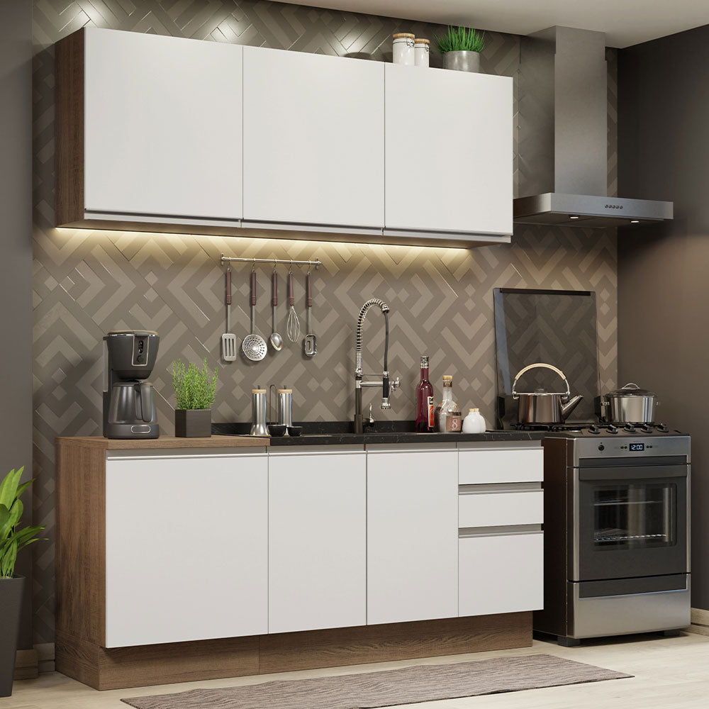 Cocina Integral Glamy 1.80 Metros Marrón/Blanco 05