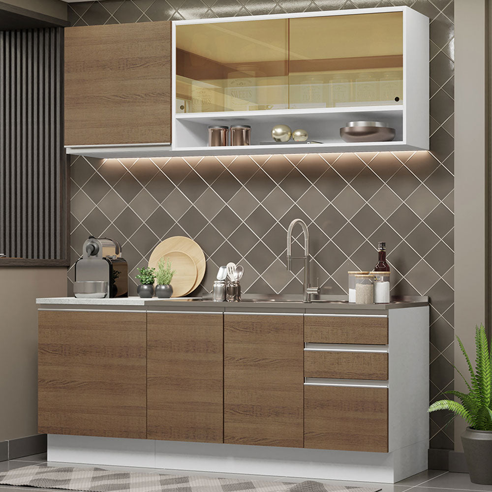 Cocina Integral Glamy 1.80 Metros Blanco/Marrón 06