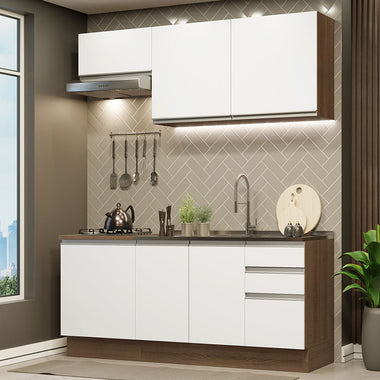 Cocina Integral Glamy 1.80 Metros Marrón/Blanco 07